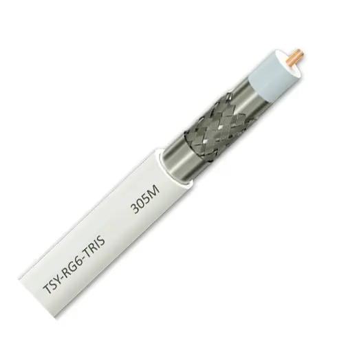 Cablu coaxial RG6 triplu ecranat, 305 m, manta PVC alba, TSY-RG6-TRIS