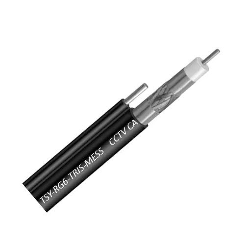 Cablu coaxial RG6 Trishield autoportant cu sufa galvanizata, 305m, negru, TSY-RG6-TRIS-MESS
