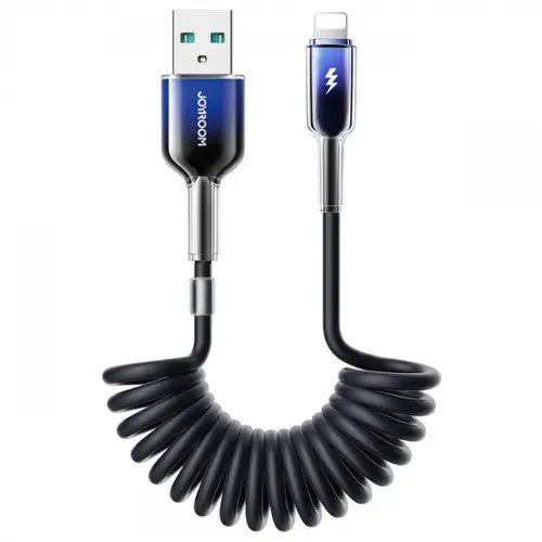 Cablu Date/Incarcare Joyroom S-A43 Crystal, USB-A - Lightning, 18W, 1.5m (Negru)