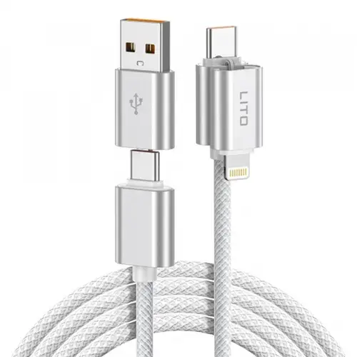 Cablu Date/Incarcare Lito LD21, USB-C/USB-A - USB-C/Lightning, 100W, 1m