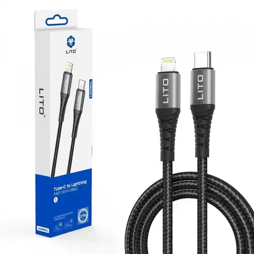 Cablu Date/Incarcare Lito LD22CL, USB-C - Lightning, 27W, 2m