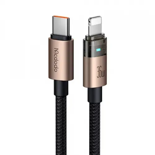 Cablu Date/Incarcare McDodo CA-6941, USB-C - Lightning, 36W, 1.2m (Auriu/Negru)