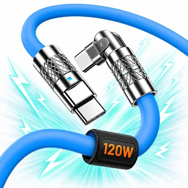 Cablu Date si Incarcare Rapida Timebox, 120W, 1,5m, Rotire 180 grade, Albastru - Default Title