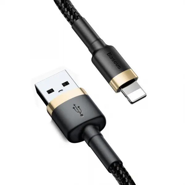 Cablu Date si Incarcare USB-A - Lightning Baseus Cafule, 18W, 2m, Auriu CALKLF-CV1
