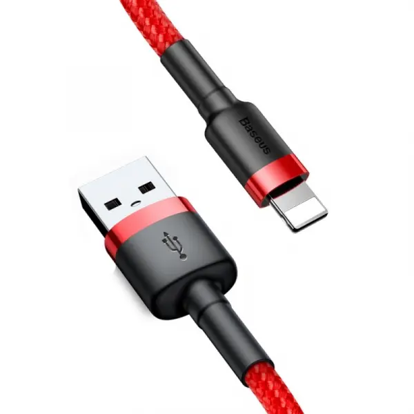 Cablu Date si Incarcare USB-A - Lightning Baseus Cafule, 18W, 3m, Rosu CALKLF-R09