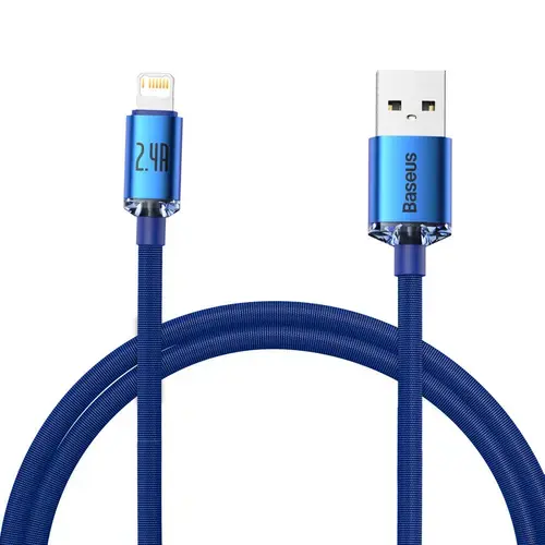 Cablu Date si Incarcare USB-A - Lightning Baseus Crystal Shine, 18W, 1.2m, Albastru CAJY000003