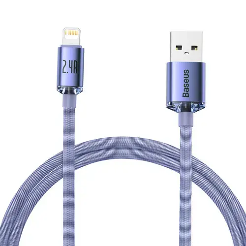 Cablu Date si Incarcare USB-A - Lightning Baseus Crystal Shine Series, 1.2m, Mov