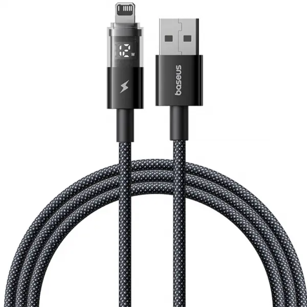 Cablu Date si Incarcare USB-A - Lightning Baseus Display 2, 12W, 1m, Negru P10382700121-00