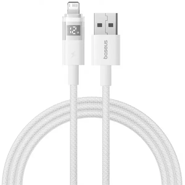 Cablu Date si Incarcare USB-A - Lightning Baseus Display 2, 12W, 1m, Alb P10382700211-00