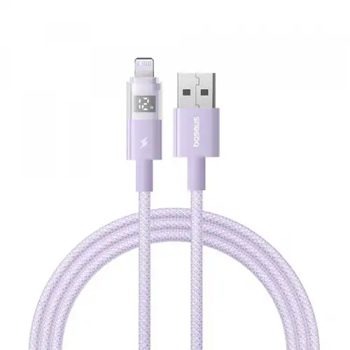 Cablu Date si Incarcare USB-A - Lightning Baseus Display 2 P10382700511-00, 12W, 1m, Mov