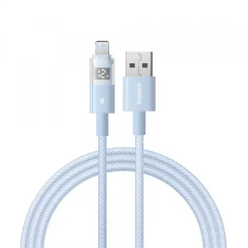 Cablu Date si Incarcare USB-A - Lightning Baseus Display 2 P10382700311-01, 12W, 2m, Albastru