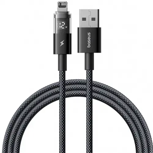 Cablu Date si Incarcare USB-A - Lightning Baseus Display 2 P10382700121-00, 18W, 1m, Negru
