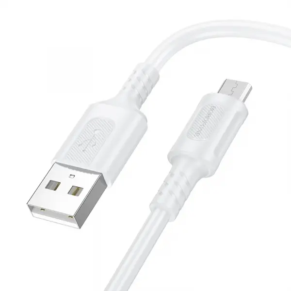 Cablu Date si Incarcare USB-A - microUSB Borofone BX111 Feliz, 18W, 1m, Alb