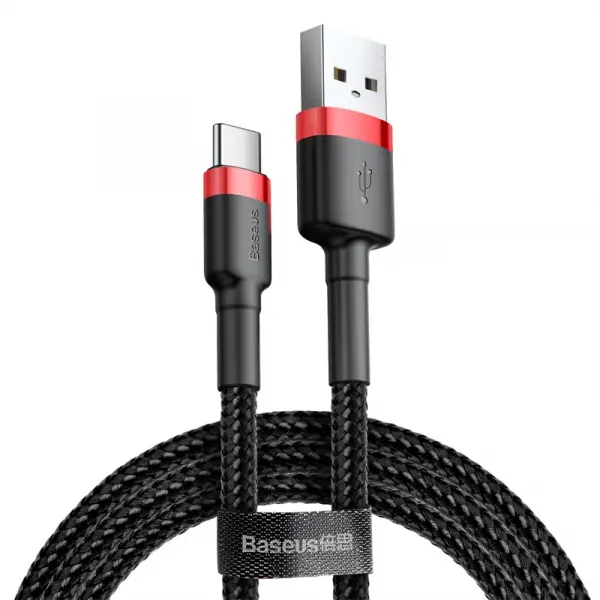Cablu Date si Incarcare USB-A - USB-C Baseus Cafule, 18W, 3m, Rosu CATKLF-U91