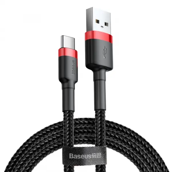 Cablu Date si Incarcare USB-A - USB-C Baseus Cafule, 60W, 1m, Rosu CATKLF-B91