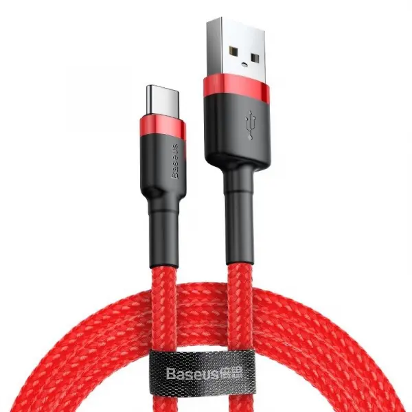 Cablu Date si Incarcare USB-A - USB-C Baseus Cafule, 60W, 1m, Rosu