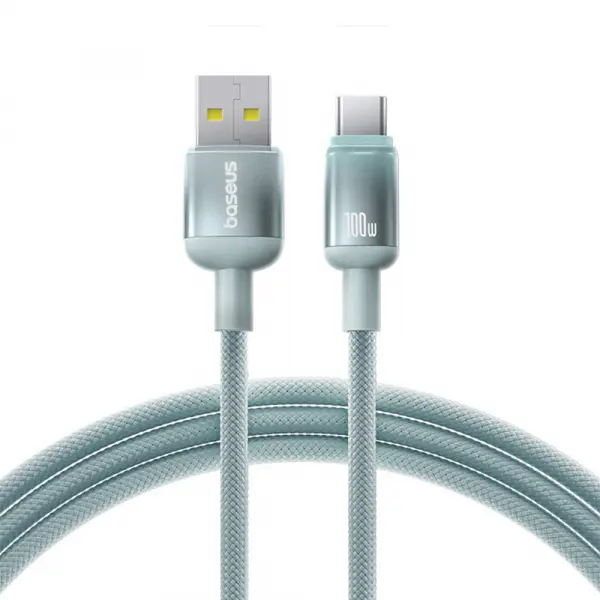 Cablu Date si Incarcare USB-A - USB-C Baseus Discolor, 100W, 2m, Albastru Verde E0418500