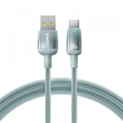 Cablu Date si Incarcare USB-A - USB-C Baseus Discolor E0420801, 100W, 1m, Verde