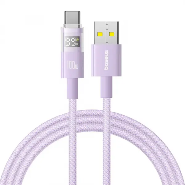 Cablu Date si Incarcare USB-A - USB-C Baseus Display 2, 100W, 1m, Mov P10382701511-00