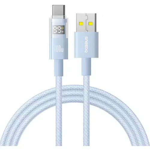 Cablu Date si Incarcare USB-A - USB-C Baseus Display 2 P10382701311-00, 100W, 1m, Albastru