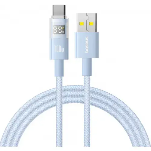 Cablu Date si Incarcare USB-A - USB-C Baseus Display 2 P10382701311-01, 100W, 2m, Albastru