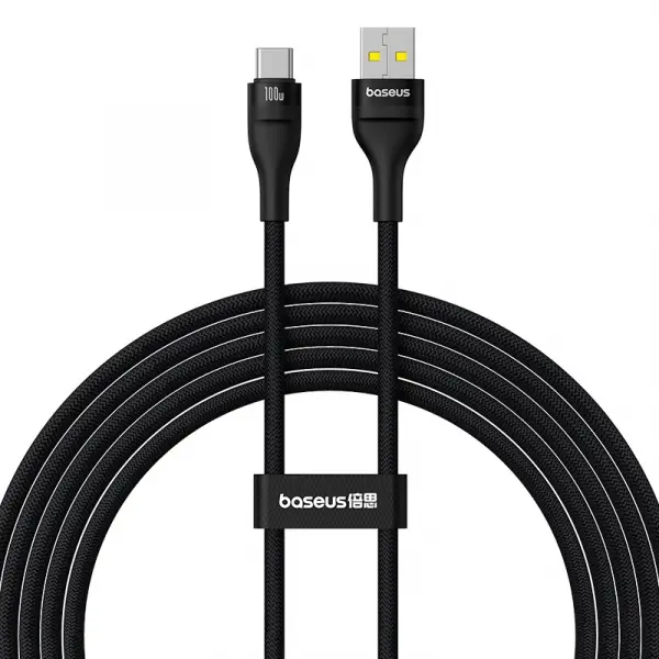 Cablu Date si Incarcare USB-A - USB-C Baseus Flash Series II, 100W, 2m, Negru P10311804111-01