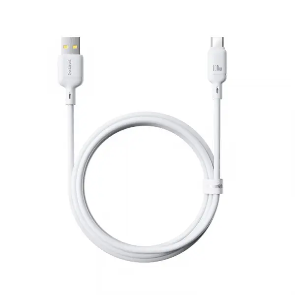 Cablu Date si Incarcare USB-A - USB-C Baseus Silky, 100W, 1m, Alb P10377703213-00