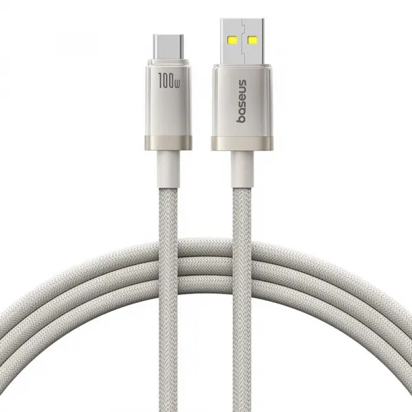Cablu Date si Incarcare USB-A - USB-C Baseus Titanium, 100W, 2m, Argintiu P10378102G21-02