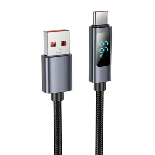 Cablu Date si Incarcare USB-A USB-C HOCO Display X112, 100 W, 1m (Negru)