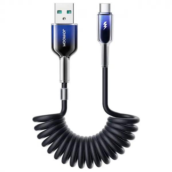 Cablu Date si Incarcare USB-A - USB-C Joyroom S-A43 Crystal, 60W, 1.5m, Negru