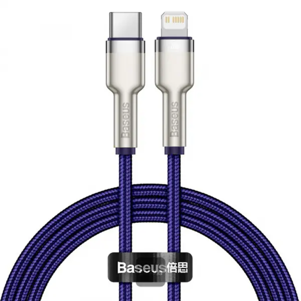 Cablu Date si Incarcare USB-C - Lightning Baseus Cafule Metal Series, 20W, 1m, Mov CATLJK-A05