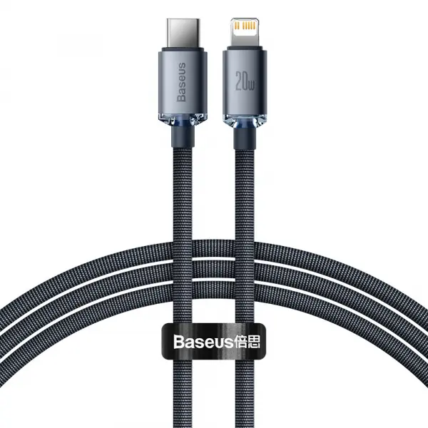 Cablu Date si Incarcare USB-C - Lightning Baseus Crystal Shine Series, 20W, 1.2m, Negru CAJY000201