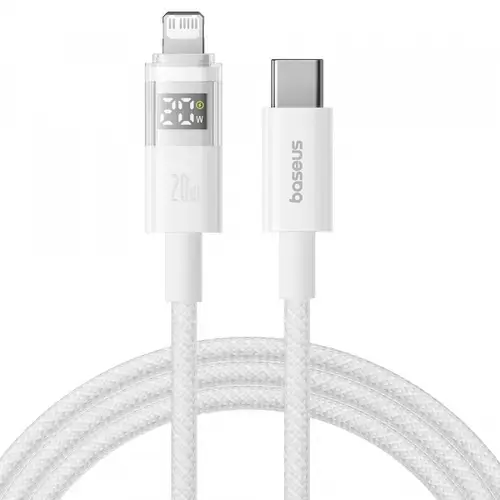 Cablu Date si Incarcare USB-C - Lightning Baseus Display 2 P10382703211-01, 20W, 2m, Alb