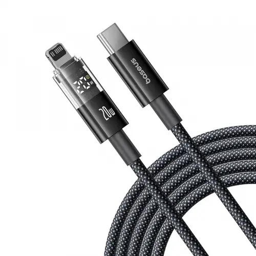 Cablu Date si Incarcare USB-C - Lightning Baseus Display 2 P10382703121-00, 20W, 1m, Negru