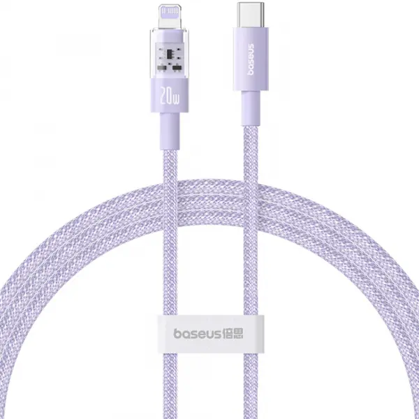 Cablu Date si Incarcare USB-C - Lightning Baseus Gem, 20W, 1m, Mov P10373001511-00