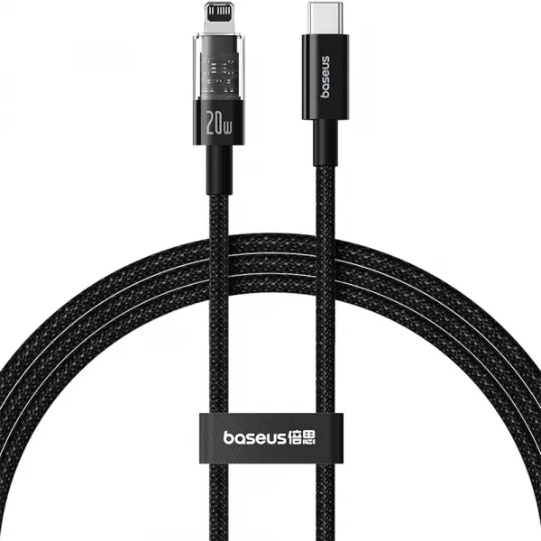 Cablu Date si Incarcare USB-C - Lightning Baseus Gem, 20W, 2m, Negru P10373001111-01