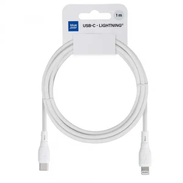 Cablu Date si Incarcare USB-C - Lightning Blue Star Eco, 27W, 1m, Alb
