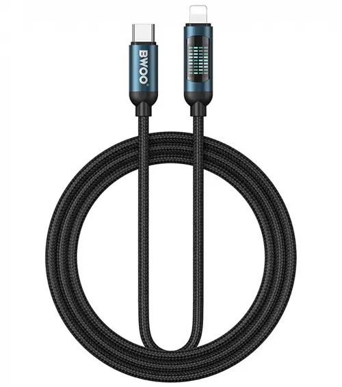 Cablu Date si Incarcare USB-C - Lightning BWOO X305 Display, 27W, 1m, Negru