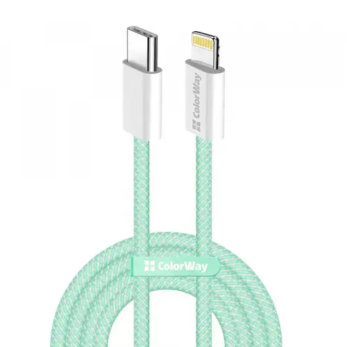 Cablu Date si Incarcare USB-C - Lightning ColorWay CW-CBPDCL061, 27W, 1m, Verde