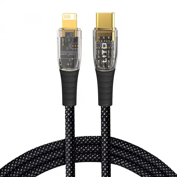 Cablu Date si Incarcare USB-C - Lightning Lito LD01, 27W, 1.2m, Negru