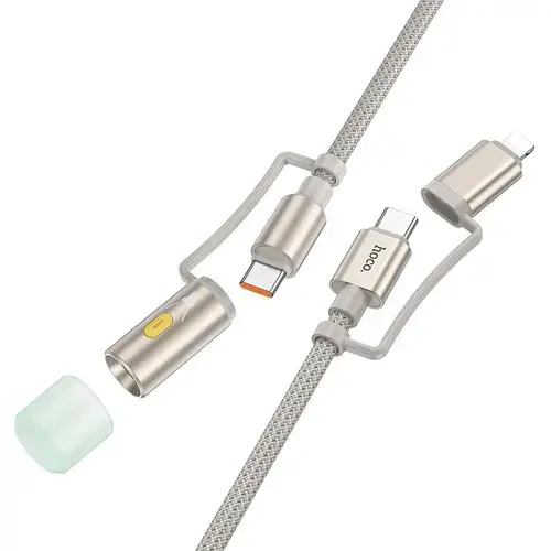 Cablu Date si Incarcare USB-C / Lightning - USB-C / Led HOCO U138, 60W, 1.2m, Gri