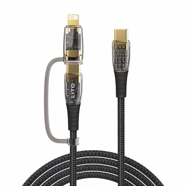 Cablu Date si Incarcare USB-C - Lightning / USB-C Lito LD12, 60W, 1.2m, Negru