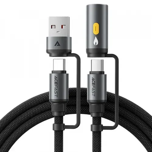 Cablu Date si Incarcare USB-C / USB-A - USB-C / Bricheta Acefast J6, 60W, 1.2m (Negru)