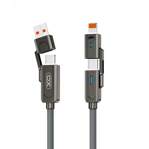 Cablu Date si Incarcare USB-C / USB-A - USB-C / Lightning XO Design NB275 2in1, 60W, 1m, Negru