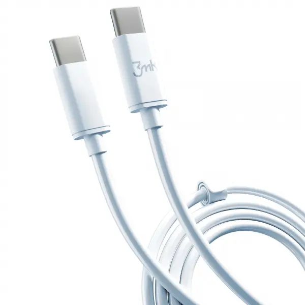 Cablu Date si Incarcare USB-C - USB-C 3MK Hyper, 100W, 2m, Alb