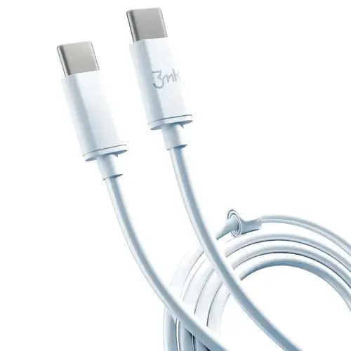 Cablu Date si Incarcare USB-C - USB-C 3MK Hyper, 100W, 2m, Alb