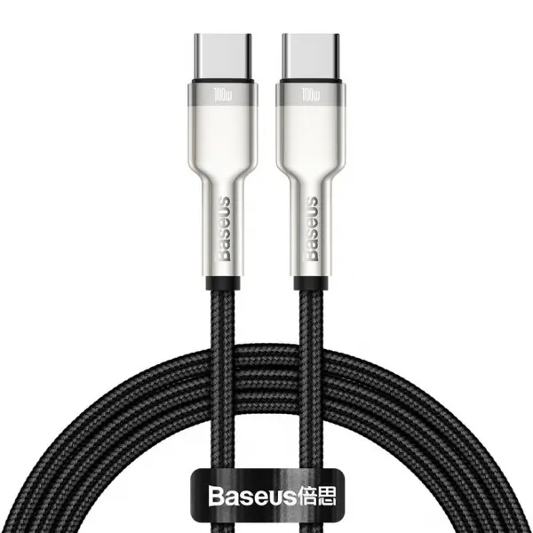 Cablu Date si Incarcare USB-C - USB-C Baseus Cafule, 100W, 2m, Negru CATJK-D01
