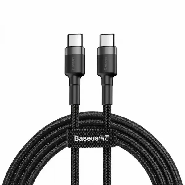 Cablu Date si Incarcare USB-C - USB-C Baseus Cafule, 60W, 2m, Set 3 bucati, Negru S0TV002132