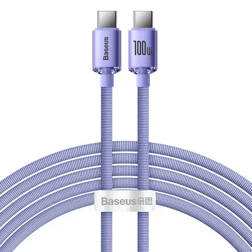 Cablu Date si Incarcare USB-C - USB-C Baseus Crystal Shine Series, 100W, 2m, Mov CAJY000705