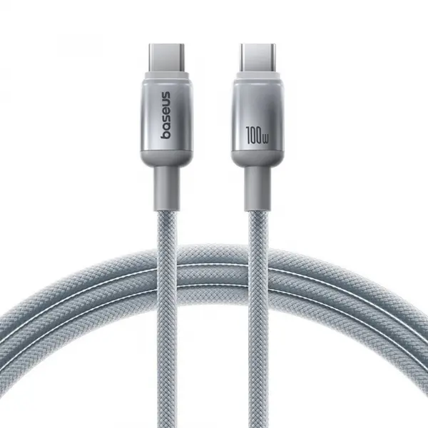 Cablu Date si Incarcare USB-C - USB-C Baseus Discolor, 100W, 1m, Argintiu E0420701